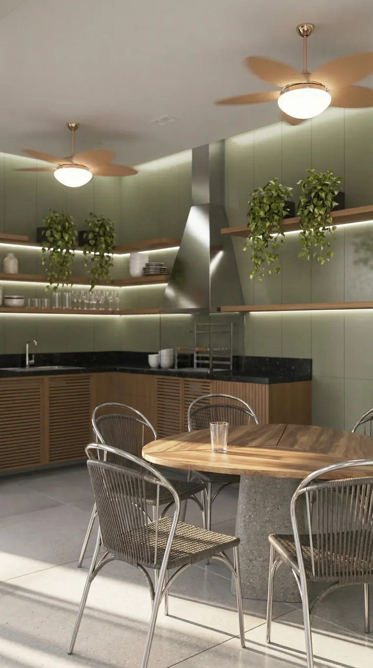 Perspectiva do espaço gourmet do Arvoredo Residencial