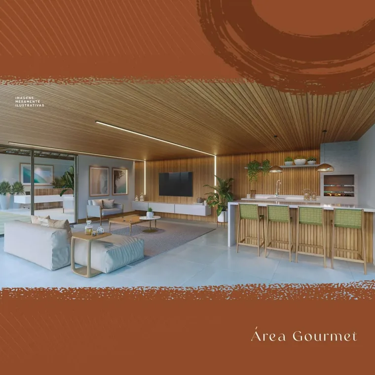 Perspectiva da área gourmet do Porto Itacimirim Residence